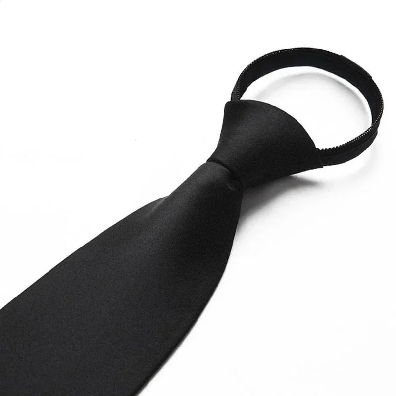 Black Simple Clip on Tie Security Tie Doorman Steward Matte Funeral Men Women Students
