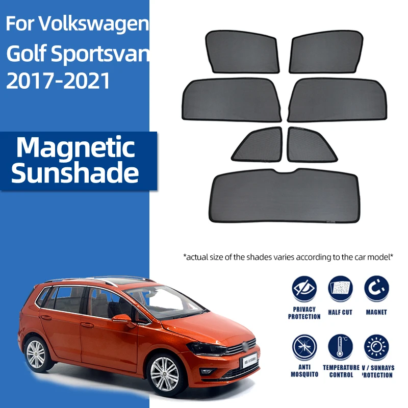 

For Volkswagen VW Golf Sportsvan 2014-2020 Rear Side Window Sun Shade Visor Magnetic Car Sunshade Front Windshield Frame Curtain