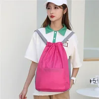 Drawstring Shoulder Bag Female Outdoor Travel Fitness Sports Bag Lightweight Shoulder Bag Bundle Pocket Backpack Gym Bag Men 2