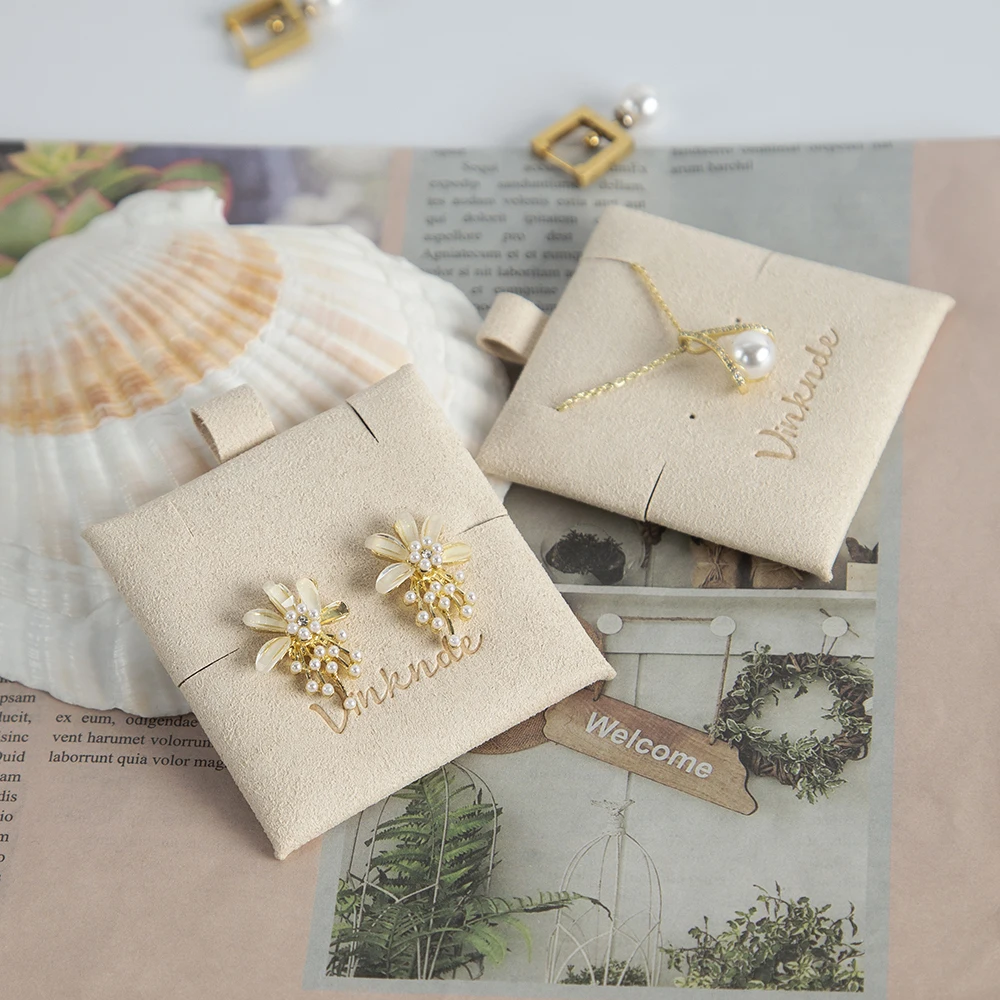 Custom Logo Microfiber Earrings Necklace Organizer Gift Insert Pad Card Suede Jewelry Pendant Bracelet Packaging Multi Hole Card