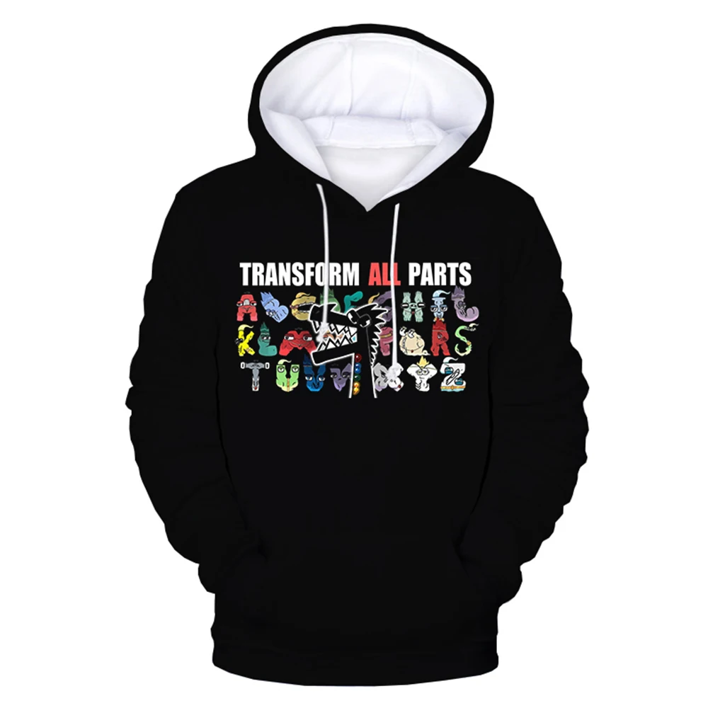 

Alphabet Lore Hoodies Cartoon Game 3D Print Streetwear Men Women Fashion Oversized Sweatshirts Hoodie Kids Pullovers Tracksuits
