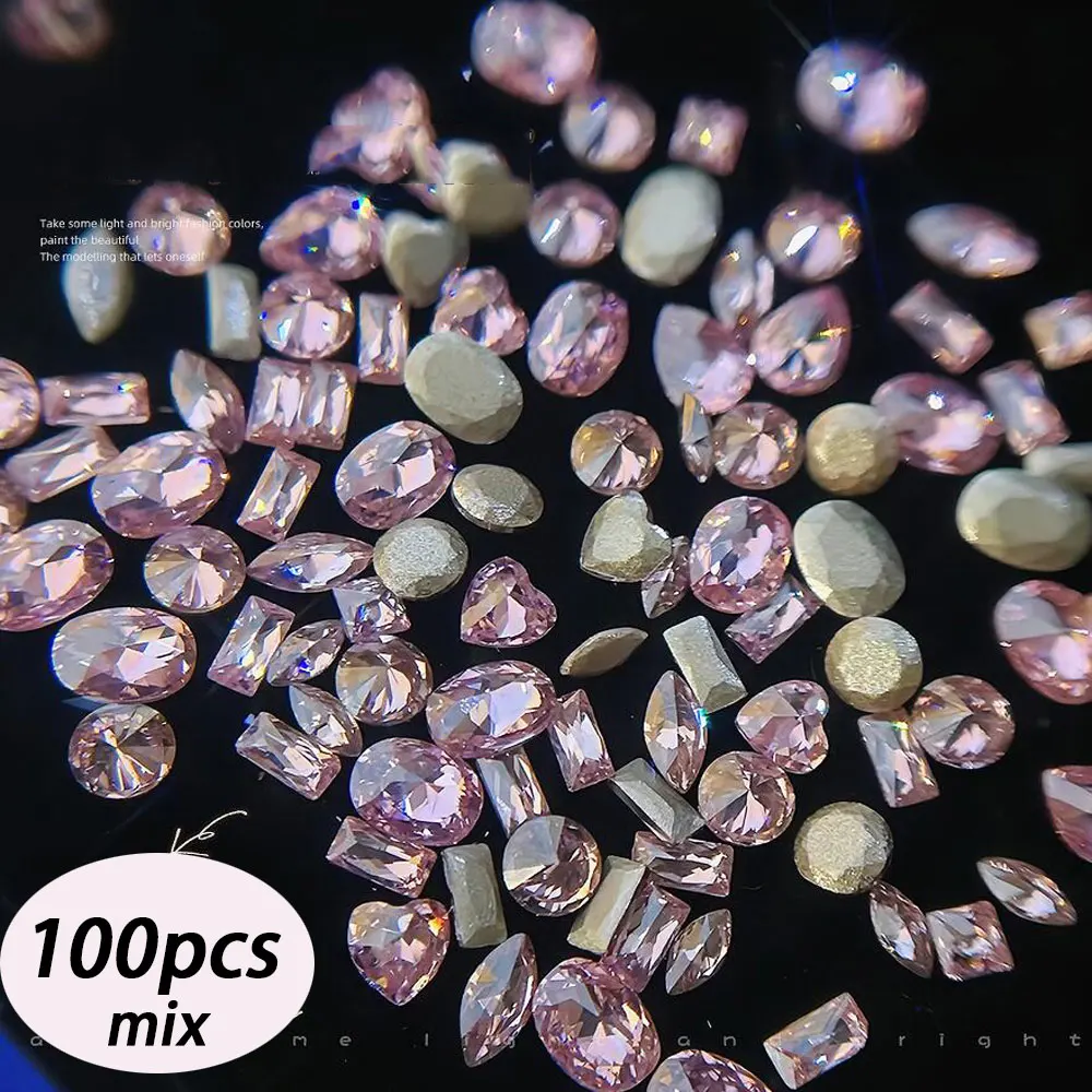100pcs Shiny Zircon Rhinestones Mini Rhombic Nail Art Charms - Flatback Decorative Gemstones