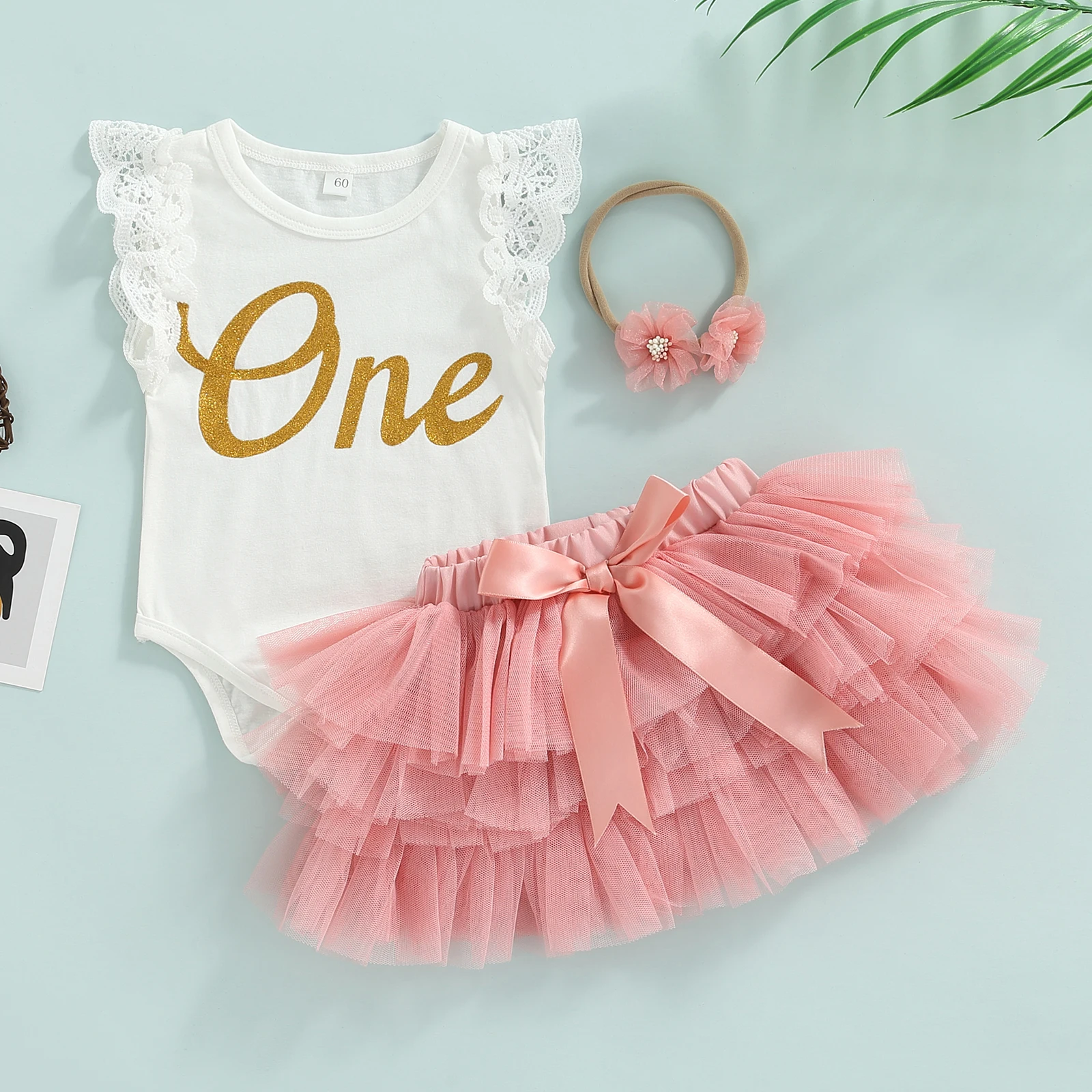 3PCS Baby Girl 1st Birthday Outfit 2