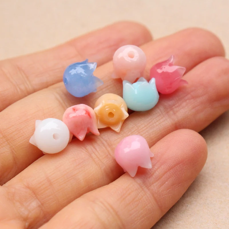 

10Pcs 8mm Artificial Coral Lily of the Valley Flower Beads Mix White Pink Fashion Bead for DIY Jewelry Bracelet Making Craft