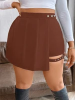 plus Size High Waist Pleated Button Skirt Asymmetric Bandage Shorts Spicy Style Women's Summer Fashion - Image 4