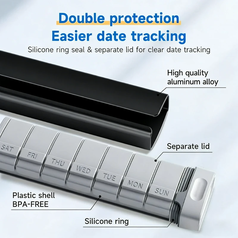 Premium Aluminum 7-Day Pill Organizer - Durable & Portable Medication Holder