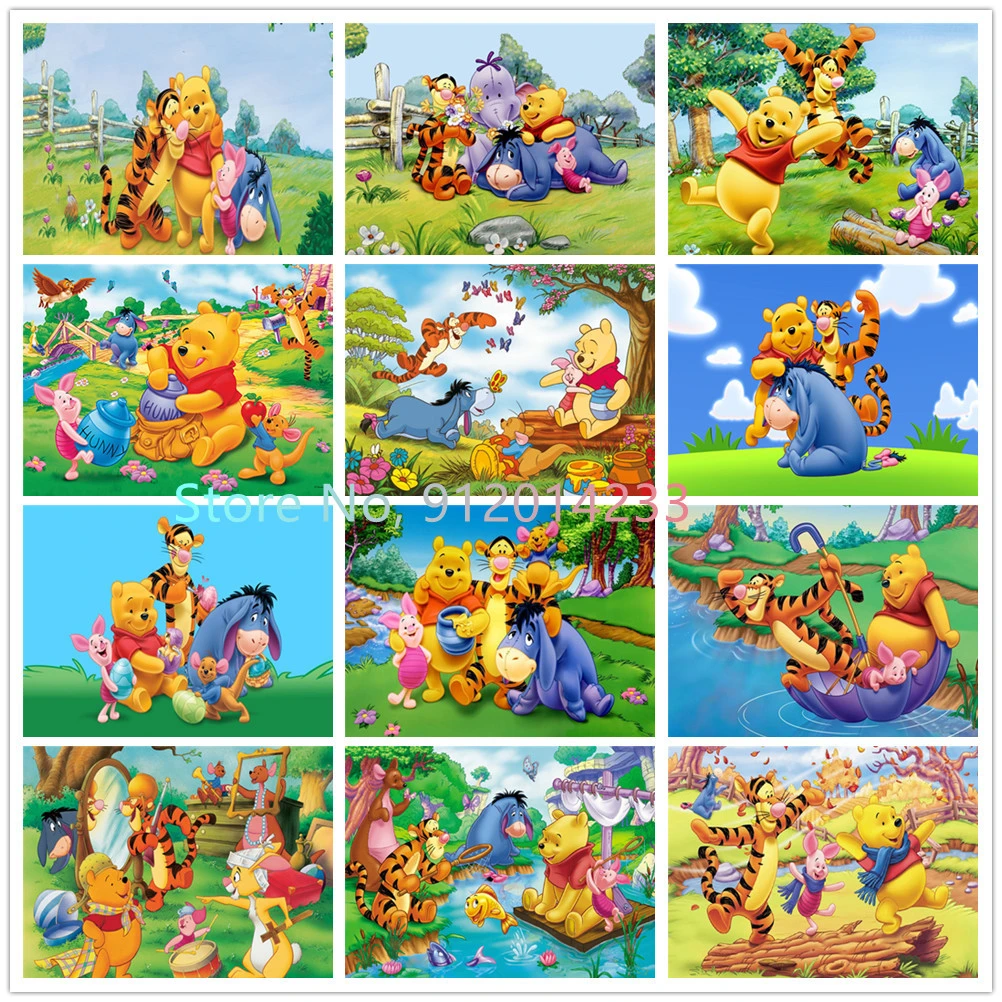 5D Diy Diamond Painting Winnie The Pooh Disney Cartoon Animals Square Round Full Drill Embroidery Cross Stitch Kit Kids Gift rhinestone diamond dotz