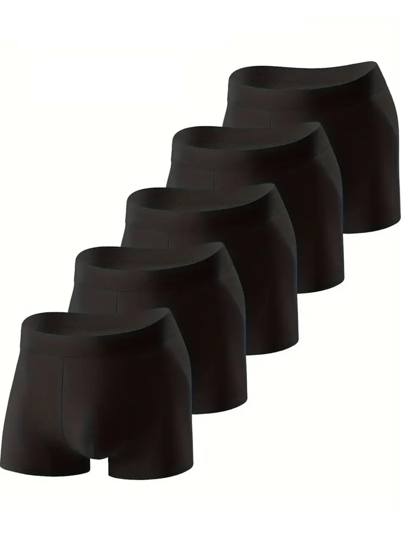 5 Stück reine schwarze sexy atmungsaktive Boxershorts für Herren, Sport- und Freizeitunterwäsche, bequeme Unterwäsche für Herren – Detail 1