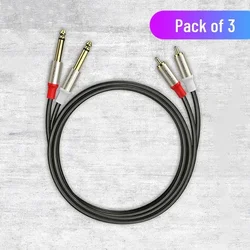 Premium Dual 1/4 TS to RCA Stereo Audio Cable for Home Theater and Audio Equipment (Pack of 3)