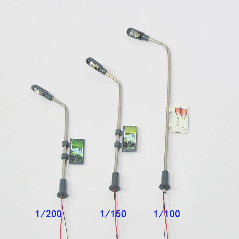 5Pcs Miniatrue 광고 조명 3V LED 가로등 조명 가로등 기둥 모델 키트 철도 기차 마이크로 풍경 디오라마 레이아웃