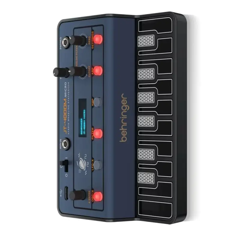 BEHRINGER JT-4000M 마이크로 휴대용 4-보이스 하이브리드 신디사이저(2개의 아날로그 모델링 오실레이터, 멀티 모드 아날로그 필터 포함)