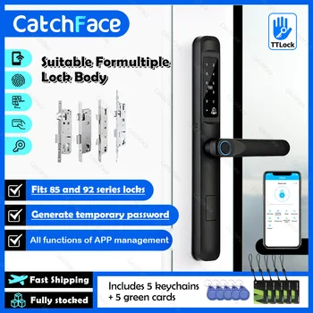 방수 지문 TTLock 블루투스 앱 RFID 카드 코드, 키리스 전자 스마트 도어락, 알루미늄 유리 슬라이딩, 92mm, 85mm