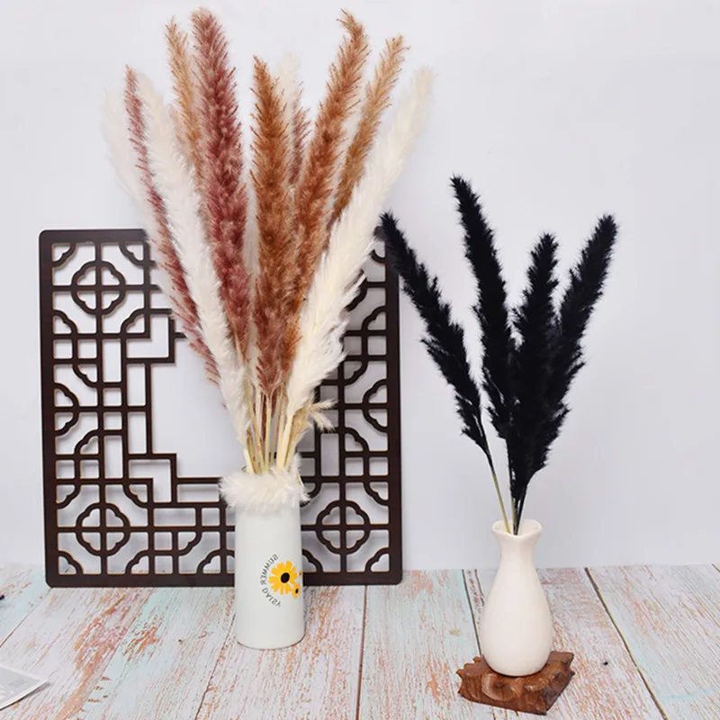 

Black Reed grass Dried Flower Bouquet 15pcs/Lot Natural Plant Small Pampas Grass For Wedding Home Decor Stylish Rustic Ornament