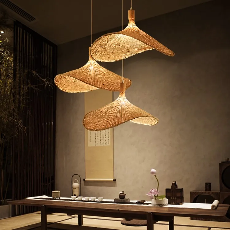

Chinese Style Handmake Rattan Bamboo Lamp Vintage Hanging Lamps For Living Room Dining Room Home Decor Restaurant Pendant Light