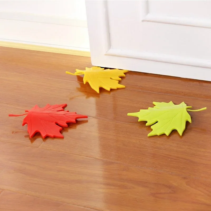 Kid Baby Creative Maple Leaf Shape Finger Safety Door Stopper Stops Protector Wedge Door Catcher Block Home Decor door stopper