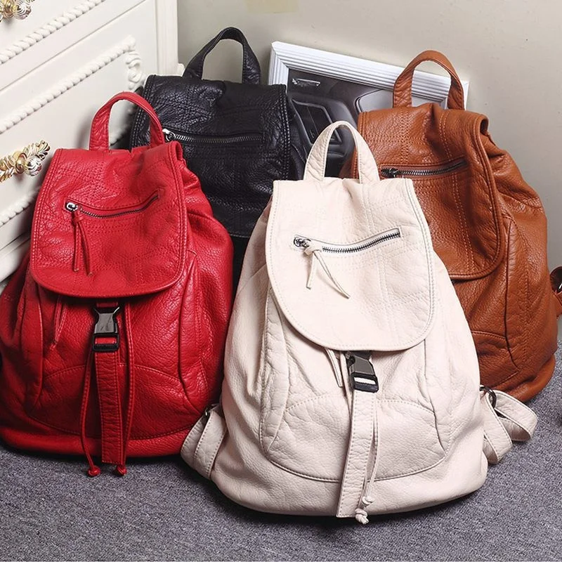 

Luxury Famous Brand Designer Washed Leather Women Backpack Female Shoulders Bag Teenager School Fashion Women's s