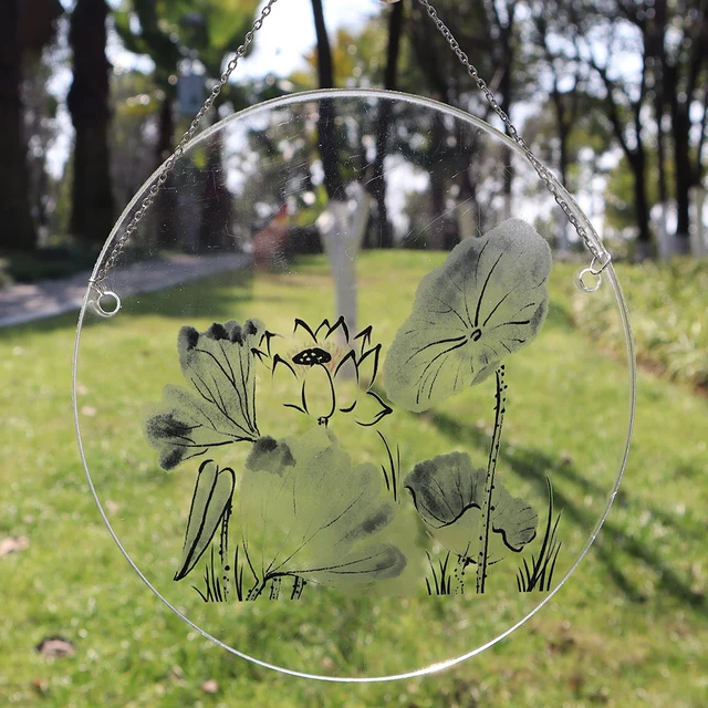 Tuoyuan Új Akril Grafit Festés Nyomtatott Lótusz Kültéri Dekoratív Medál Kreatív Egyszerű Virág Ablak Dekoráció Pendan