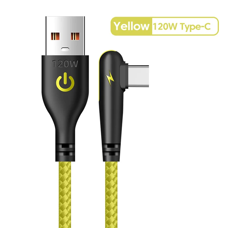 ตัวเลือกสินค้า สายชาร์จ USB-C 120W ข้อศอก 90 องศา ชาร์จเร็วสำหรับมือถือ