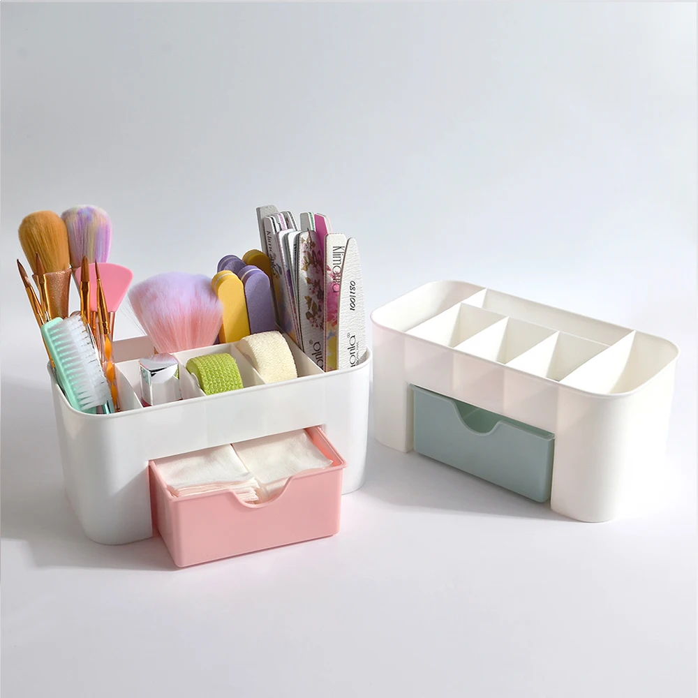 Nail Art Plastic Organizer Container Gel Polish Remover Cleaning Cotton Pad Swab Box Storage Case Accessories Tool Clean Desktop