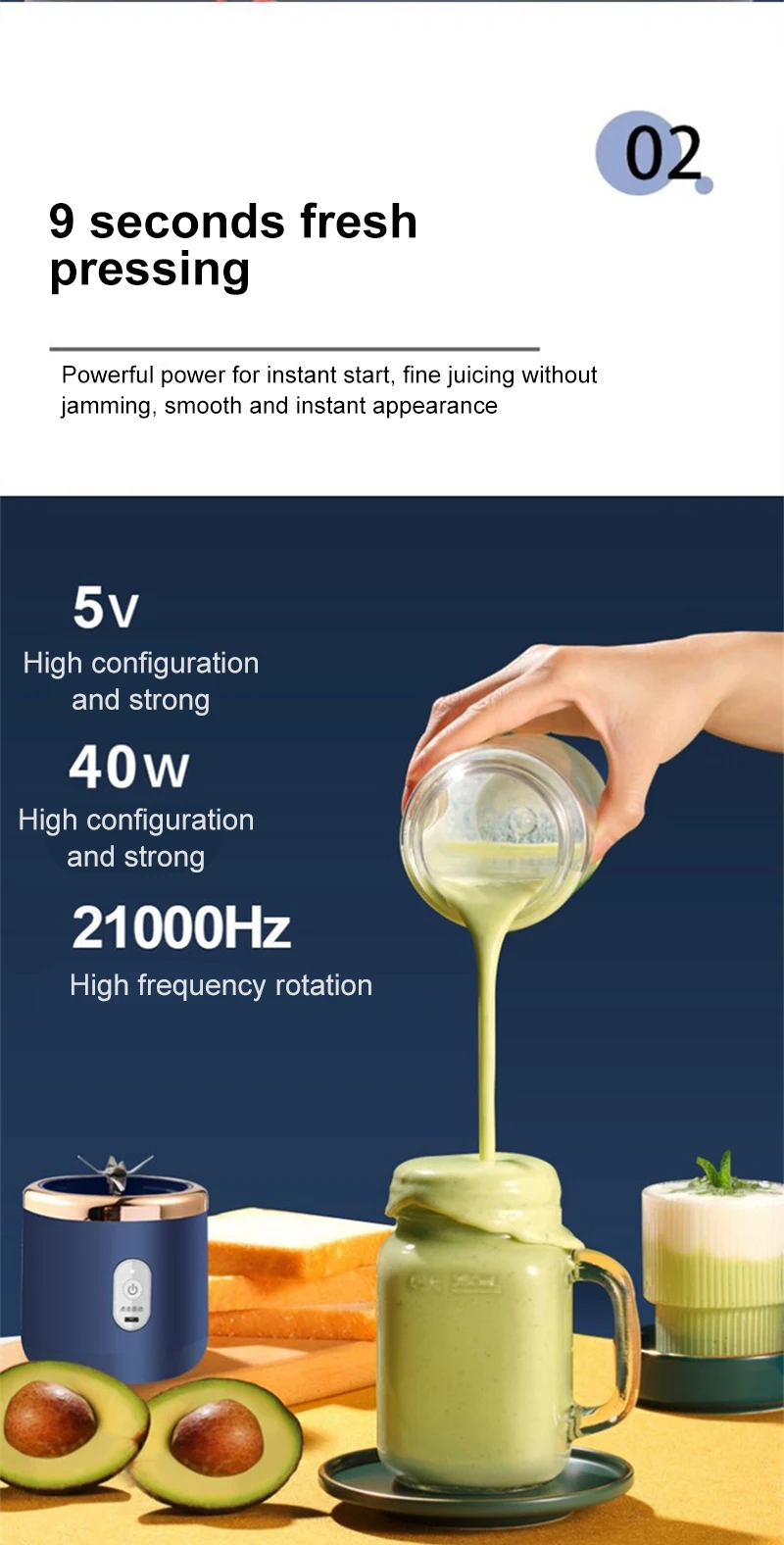 6 Blade Usb Juicer With 300Ml Glass Mini Electric Juicer Portable Usb Rechargeable Multifunctional Squeezer Pressure Juicers Household Electric Juice