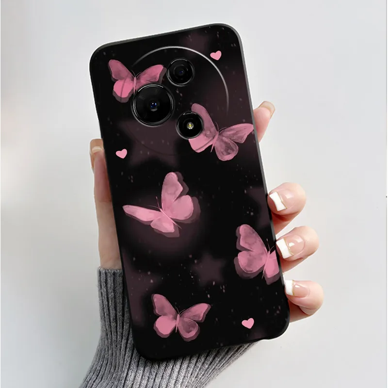 Luxury Fashion Butterfly Flowers Black Soft Silicone Shockproof Phone Case Cover