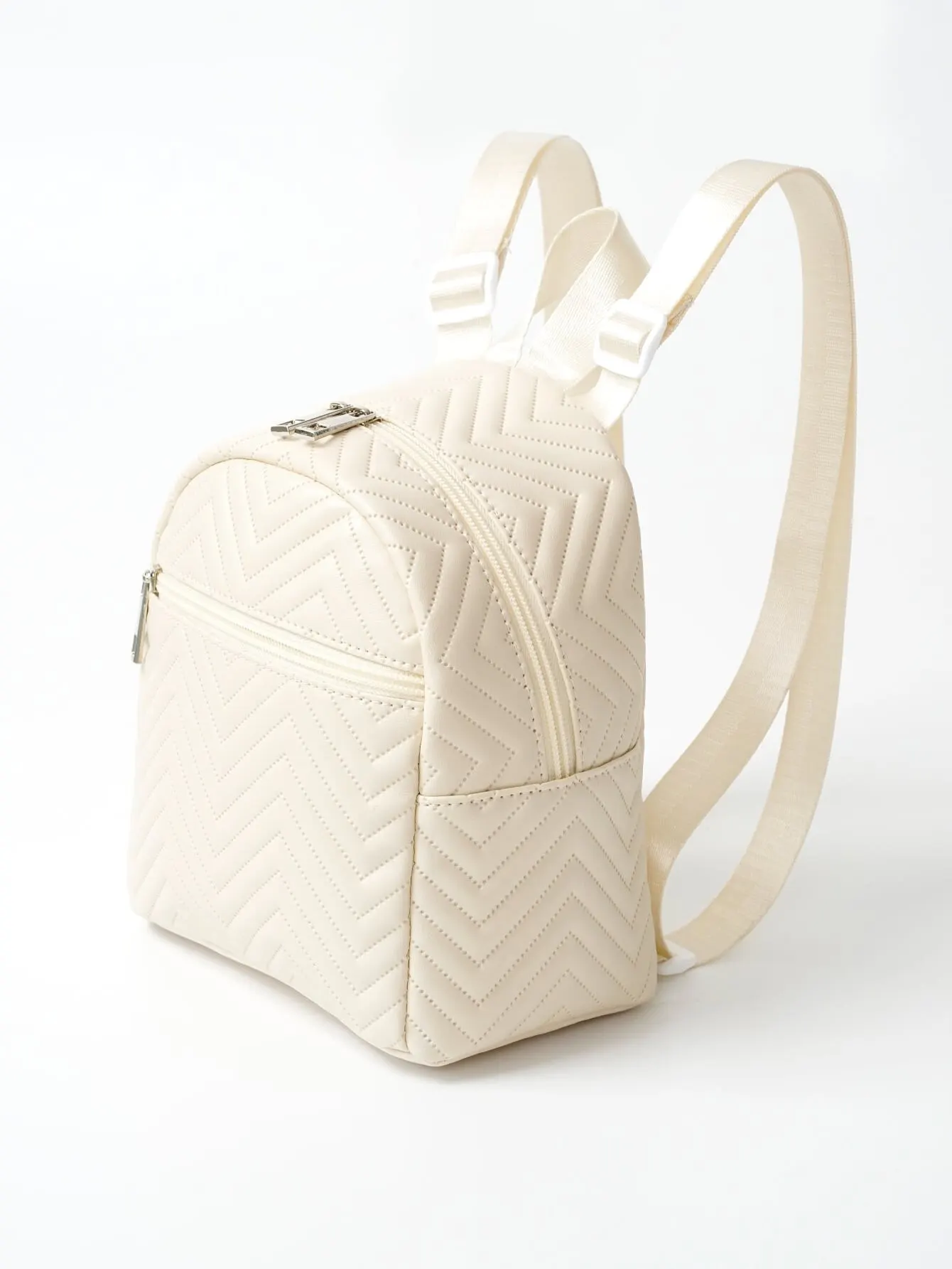 Beige Fashion Simple Classic Quilted Leather Women'S Backpack Classic Backpack Schoolbag Suitable For Traveling And Shopping