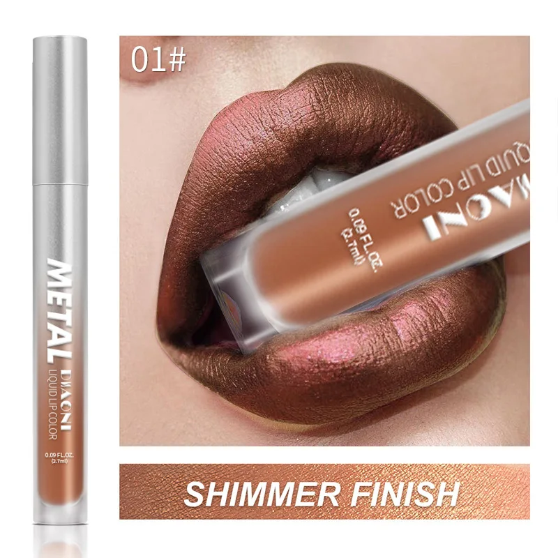 Diamant Metallic Lippenstift Wasserfestes Perlmutt Glanz Gloss_voghion.com