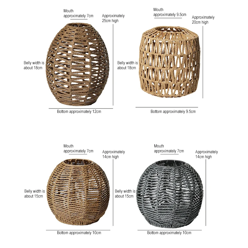 Description Picture 2 of itemImitation Rattan Lamp Cover Vintage Chandelier Home Living Room Teahouse Lampshade Pendant Light Decor Lampshade For Floor Lamp