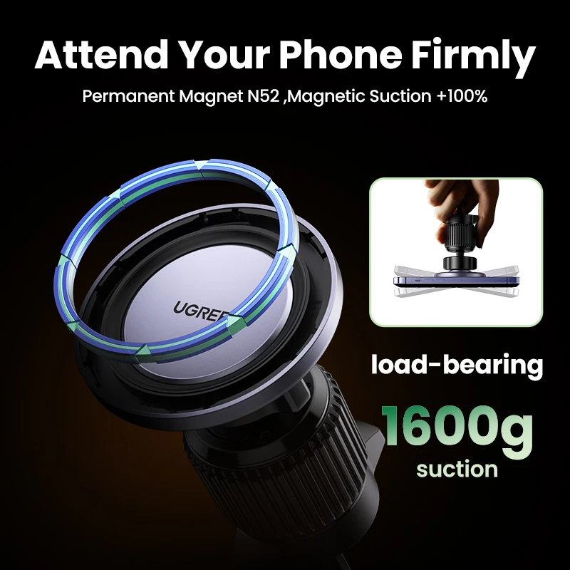 UGREEN магнитный автомобильный держатель для телефона с вентиляционным отверстием, автомобильный держатель для телефона с крючком для iPhone 14 13 12 Pro Xiaomi Samsung, сильный магнитный держатель