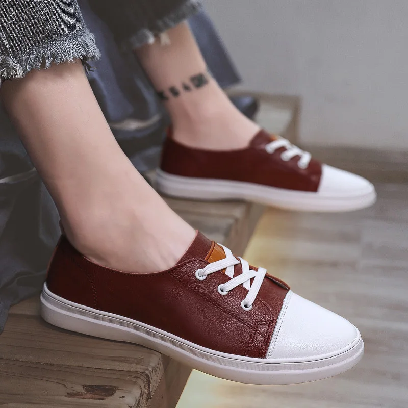 Genuine Leather Men's Casual Shoes Business Office Shoes White Flat Men Comfortable Sports Driving Zapatos Hombre