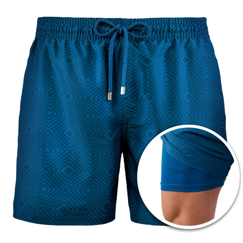 2022 Hot Beach Pants Sports Pants Printed Double-layer Shorts Necessary for Seaside Leisure and Beach Usa Color Changing Shorts