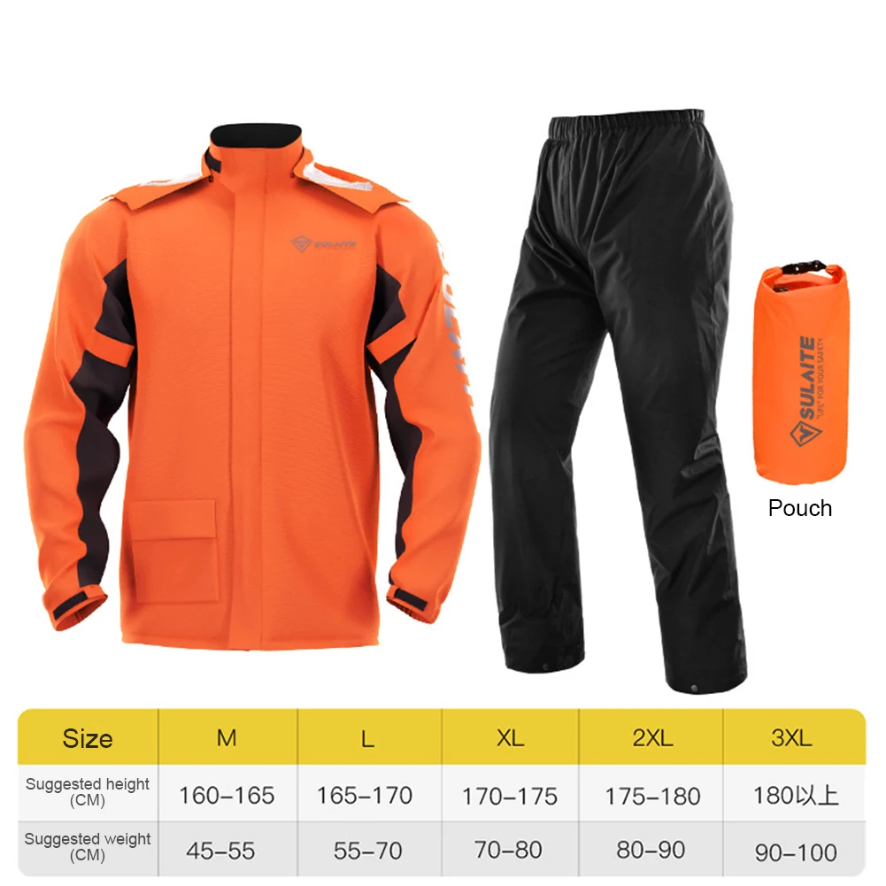 SULAITE Motorcycle Raincoat Suit Women Men Motorbike Rain Suit Ultrathin Camping Fishing Waterproof Jacket for Motorcyclist Ride