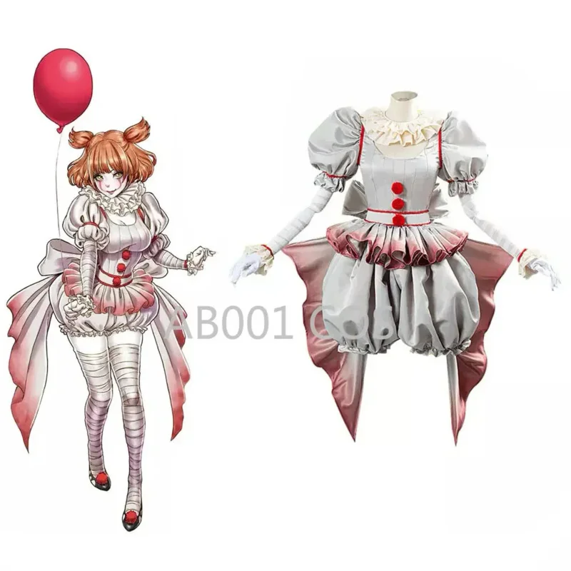 

Костюм для косплея Pennywise, страшный костюм клоуна Pennywise, наряд для женщин и девушек, карнавальный наряд на Хэллоуин