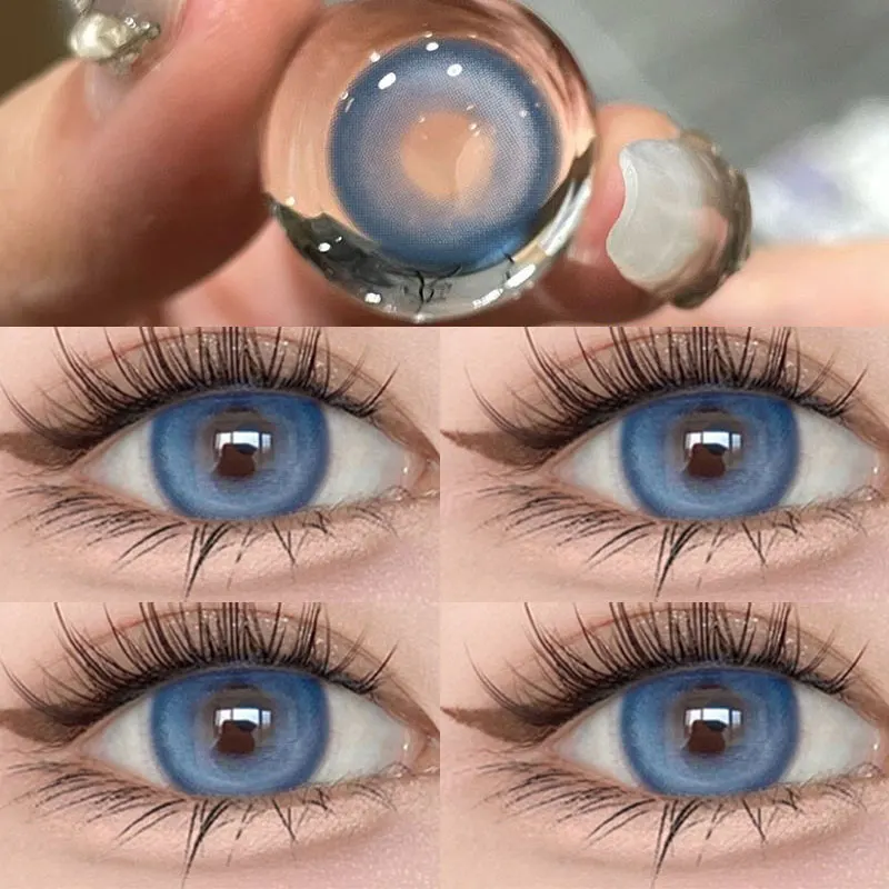 YIMEIXI 2Pcs Colored Contact Soft Green Lenses Large Diameter 14.5mm Prescription Myopia-0.00to-8.00 Makeup Beautiful Pupils