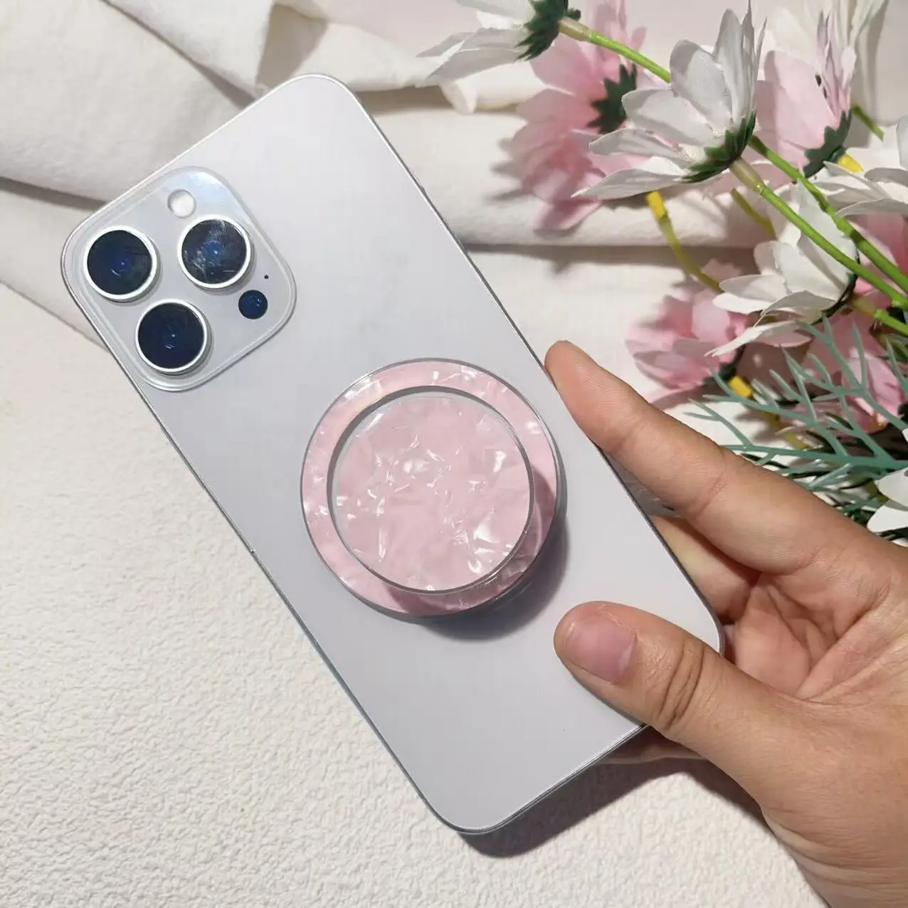 Korean Glitter Colorful Round Magnetic Folding Phone Grip Holder Socket