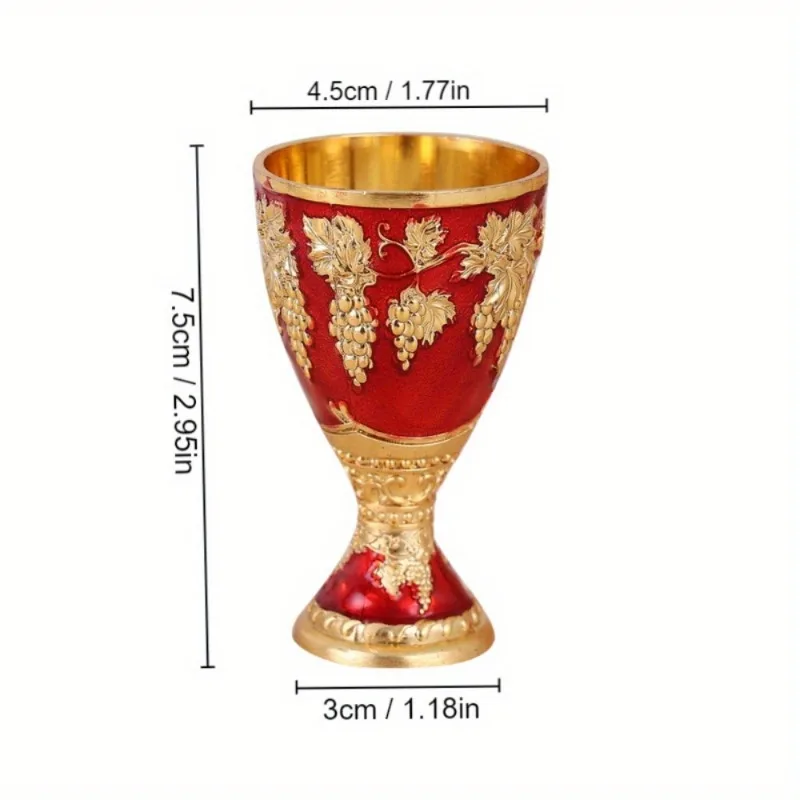 Vintage Metal Embossed Wine Cup 1Pcs Creative Wine Cup Home Decor Glass for Party