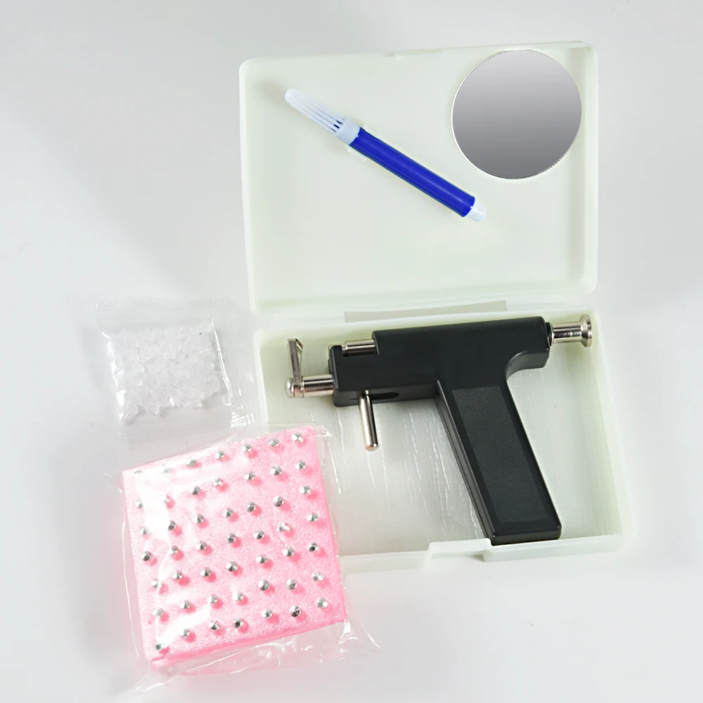 Professionelles Ohrpiercing-Pistolen-Werkzeugset, 98 Stück, Ohrstecker, Stahl, Ohr, Nase, Nabel, Körperpiercing-Pistole, Einheit, Werkzeug-Set, Sicherheits-Pierce-Werkzeug – Detail 3