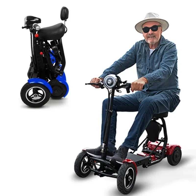 Parent Child Electric Scooter With Seat Foldable 4 Wheel Adult Electric Mobility Scooter 40+ Km Range Double Motor 250W 36V