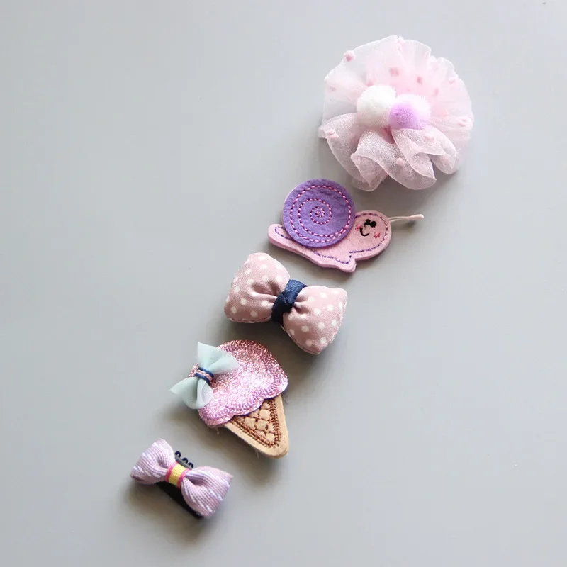 5Pcs/Set Baby Hair Clip Set Baby Headband Accessories Cross Kid Hairclip Cartoon Girl Hair Clip Baby Barrettes Hair Accessories 4