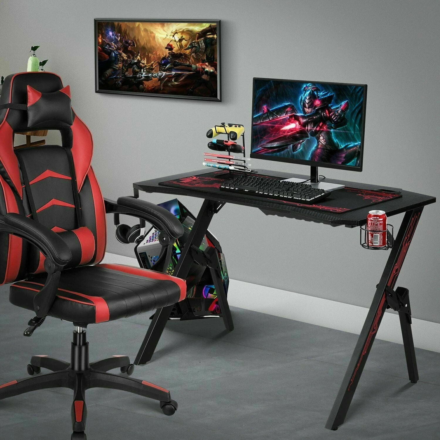 extase theorie Kort leven Zwarte Matte Computer Gaming Bureau Professionele Racing Stijl Gamer Tafel  K Vorm Computer Tafel Voor Kinderen Man Vrouw|Laptopbureaus| - AliExpress