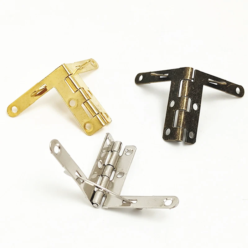 Antique Bronze 90 Degree Support Spring Hinge For Wooden Jewelry Box Gift box furniture Hardware Accessories 30x33mm 10pcs
