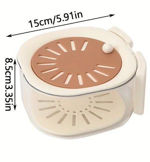 2-in-1 Double Layer Drain Basket, Fruit Drainer Container with Foldable Handle, Multi-Functional Food Strainer