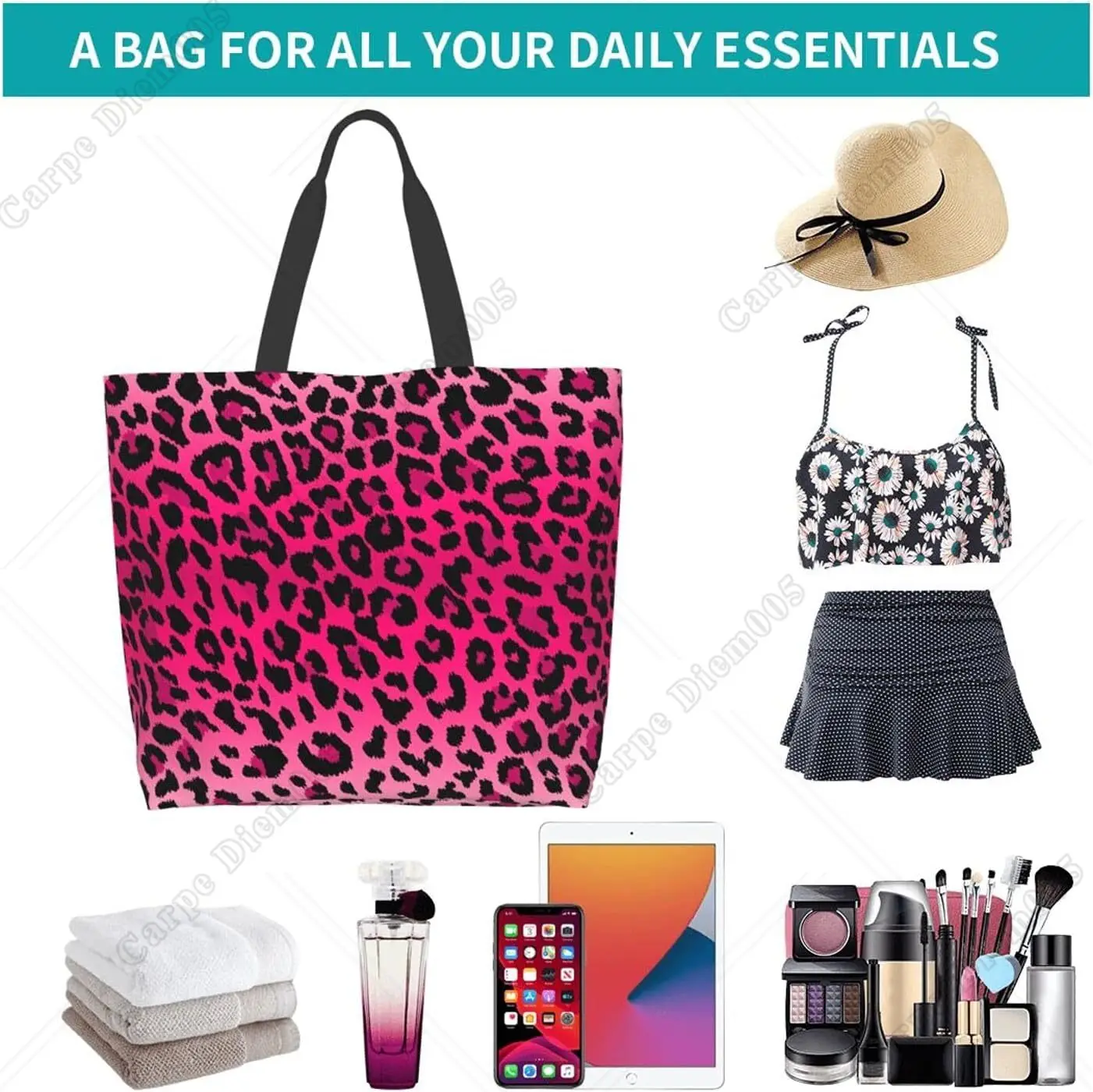 Muishi Large Canvas Tote Bag - 15.7x19.7x6.3 Inch Reusable Shoulder Bag For Shopping, Beach, Groceries