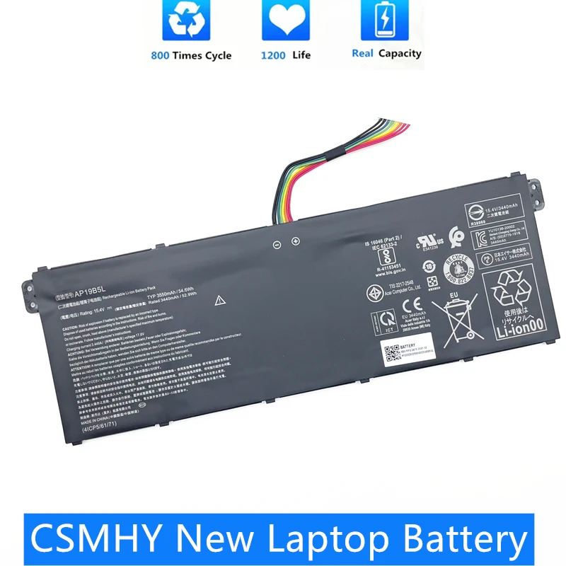 

CSMHY New AP19B5L For Acer Aspire 5 A514-53 A515-44 7 A715-41G Series KT.00405.010 Laptop Battery