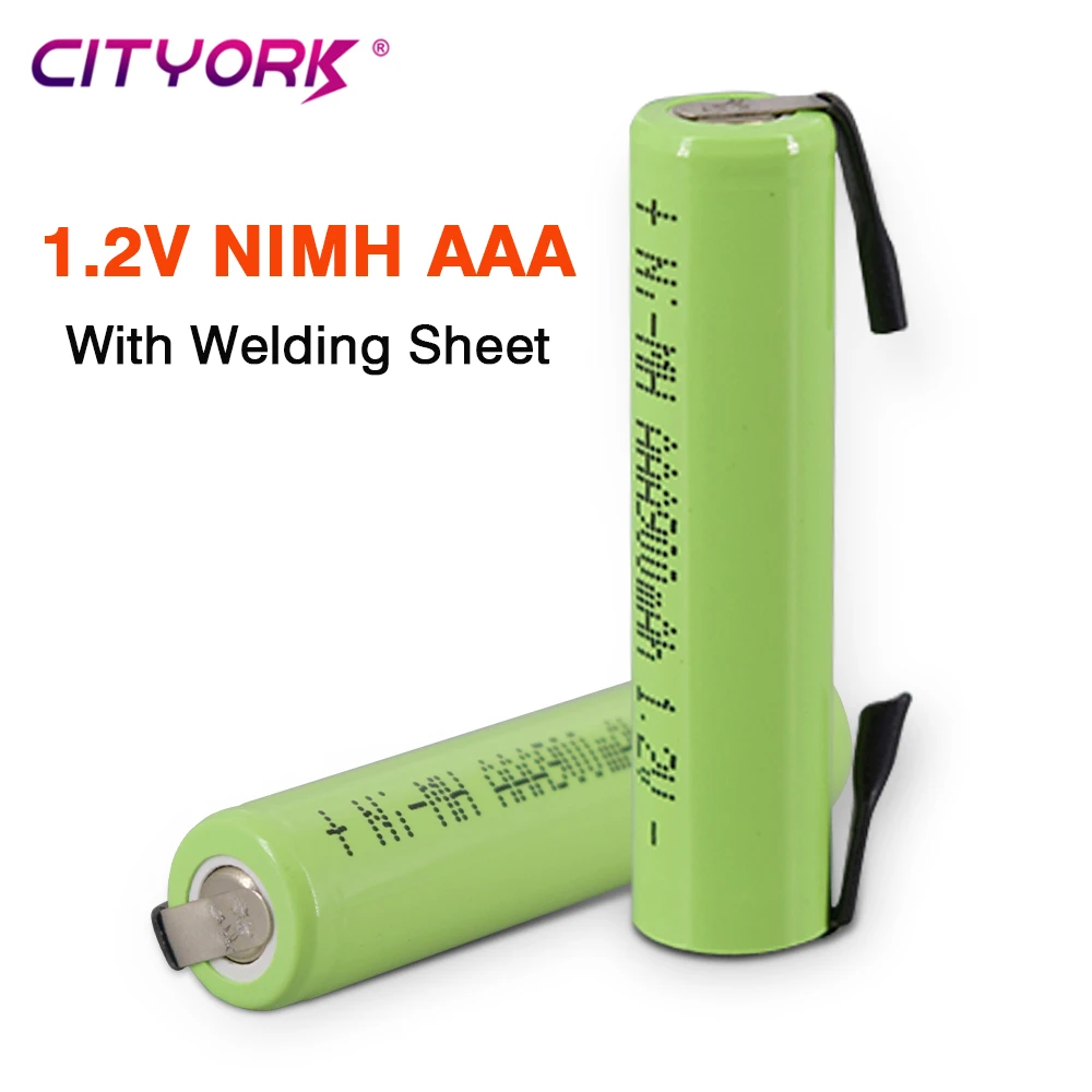 CITYORK 2 16PCS 1.2V Ni Mh AAA Rechargeable Battery Cell with Weld Tabs for Philips Braun