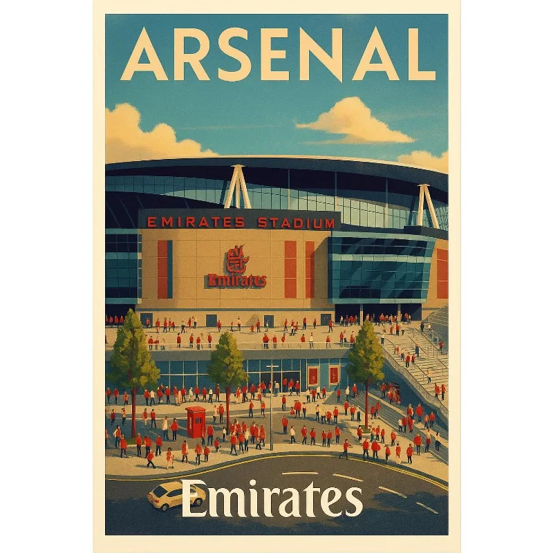 Arsenal Emirates Stadium Retro Football Field Canvas Art - Home Decor Wall Poster
