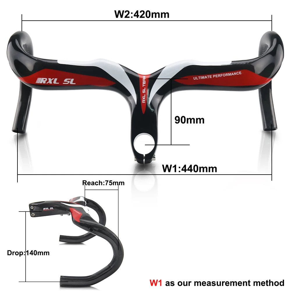 Rxl-カーボンロードバイクハンドルバー,光沢のある3kハンドルバー,超