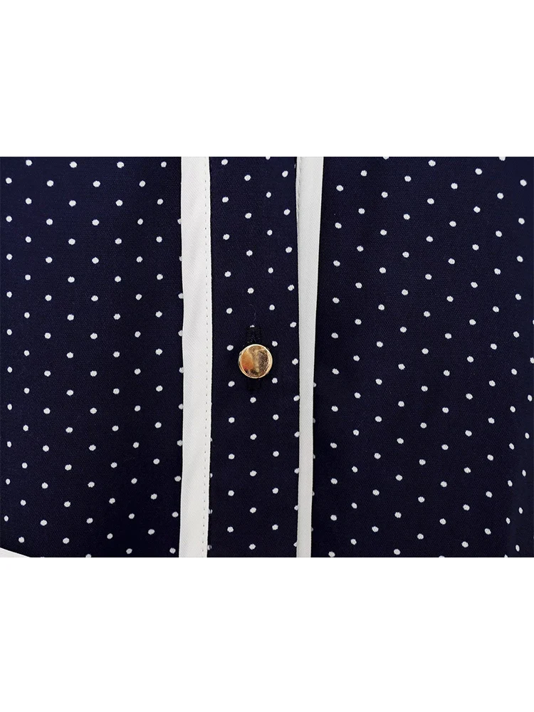 TFMLN Women's Temperament Polka Dot Printed Midi Dress Chic Belt Decor Sleeveless Shirt Commuting Style Dress Female Summer New