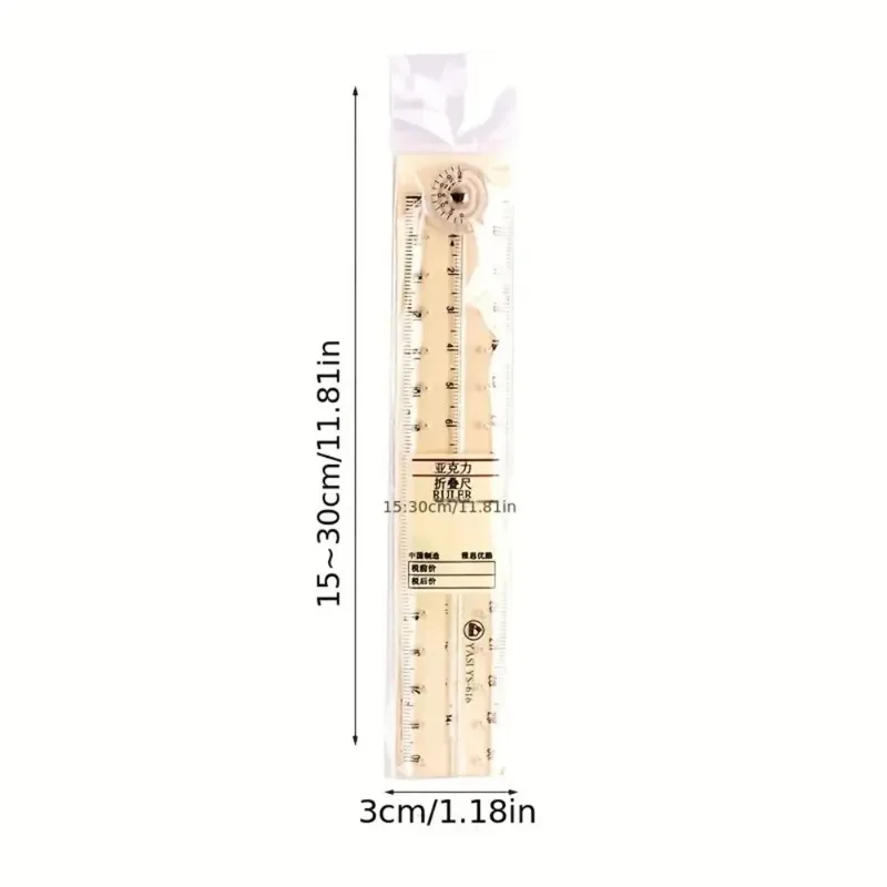 Acrylic Folding Ruler 1pc Ideal for School & Office Needs
