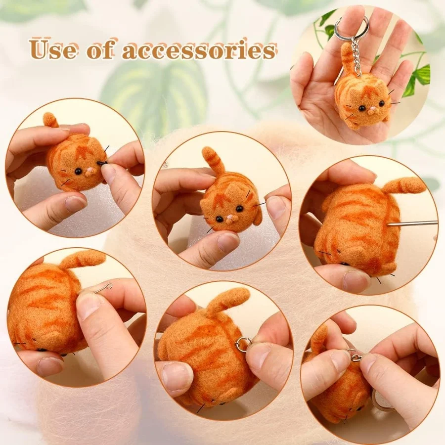 Needle Felting Kit MIUSIE Needle Felting Starter Kit With Wool Keychain